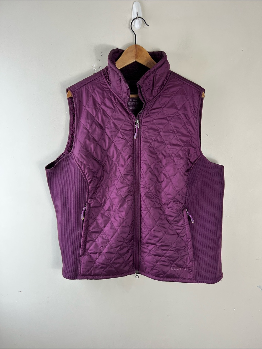 L.L.Bean Women's Fleece-Lined PrimaLoft Quilted Vest In Purple Size 2X Outdoor